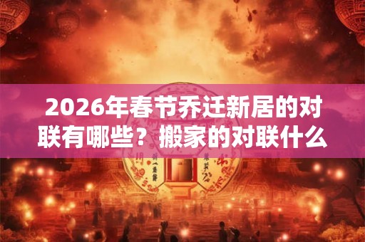 2026年春节乔迁新居的对联有哪些？搬家的对联什么时候贴？