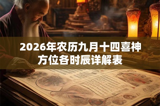 2026年农历九月十四喜神方位各时辰详解表