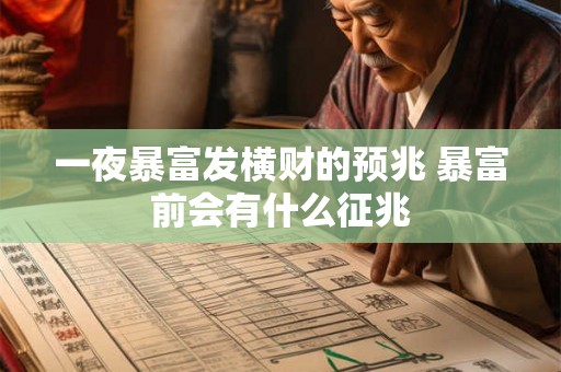 一夜暴富发横财的预兆 暴富前会有什么征兆 一夜暴富发横财的预兆 暴富前会有什么征兆
