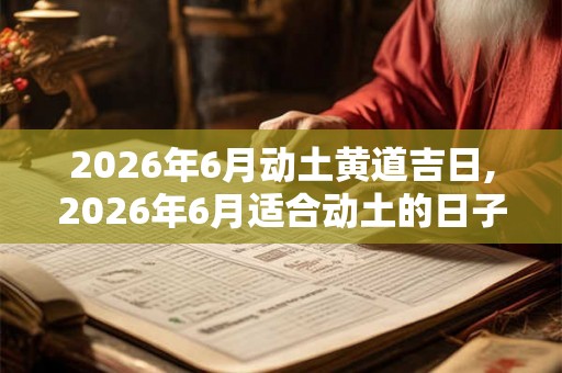 2026年6月动土黄道吉日,2026年6月适合动土的日子