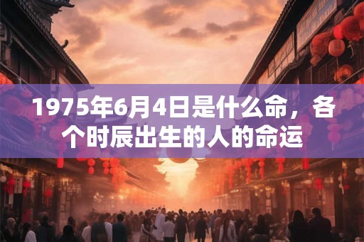 1975年6月4日是什么命，各个时辰出生的人的命运