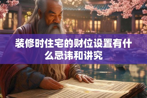 装修时住宅的财位设置有什么忌讳和讲究