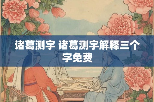 诸葛测字 诸葛测字解释三个字免费