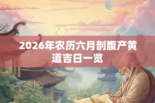 2026年农历六月剖腹产黄道吉日一览