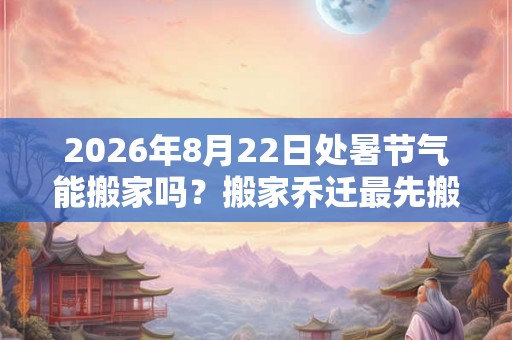 2026年8月22日处暑节气能搬家吗？搬家乔迁最先搬什么？