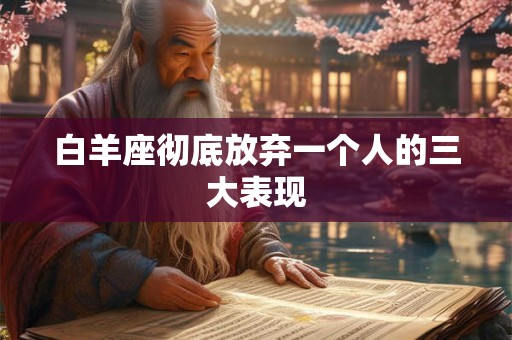 白羊座彻底放弃一个人的三大表现