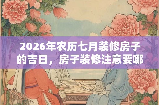 2026年农历七月装修房子的吉日，房子装修注意要哪些风水？
