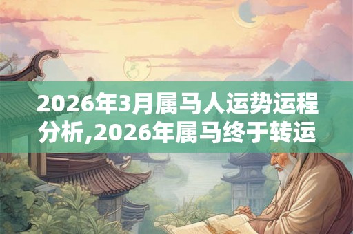 2026年3月属马人运势运程分析,2026年属马终于转运了