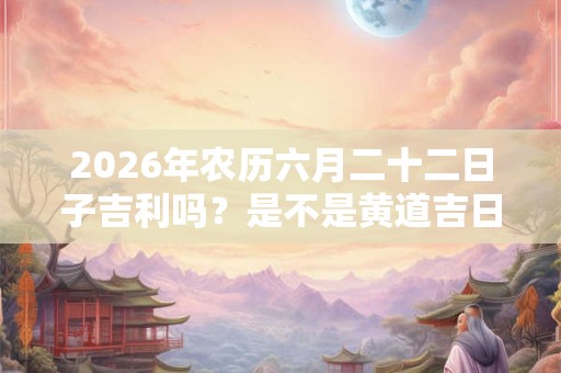 2026年农历六月二十二日子吉利吗？是不是黄道吉日？