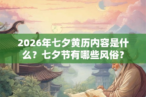 2026年七夕黄历内容是什么？七夕节有哪些风俗？