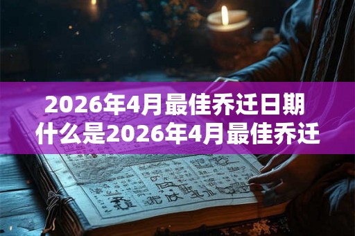 2026年4月最佳乔迁日期 什么是2026年4月最佳乔迁日期