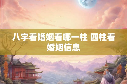八字看婚姻看哪一柱 四柱看婚姻信息