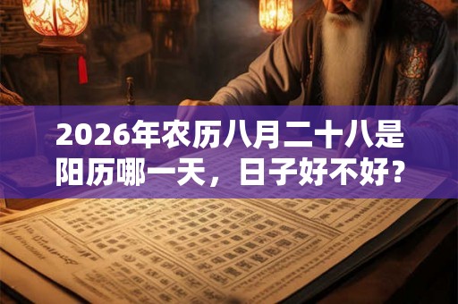 2026年农历八月二十八是阳历哪一天，日子好不好？