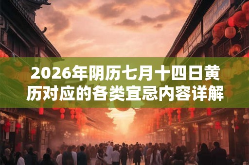 2026年阴历七月十四日黄历对应的各类宜忌内容详解