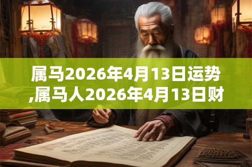 属马2026年4月13日运势,属马人2026年4月13日财运,生肖马2026年4月13日运势