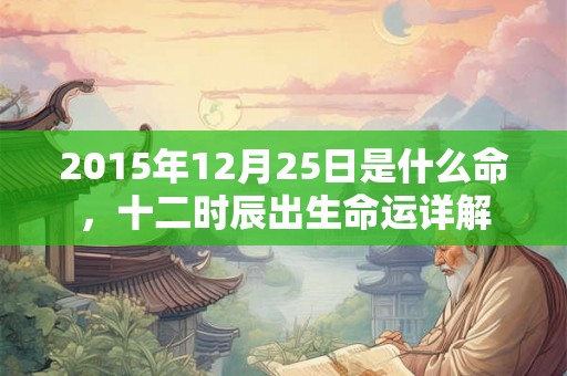 2015年12月25日是什么命，十二时辰出生命运详解