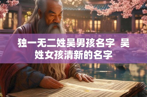 独一无二姓吴男孩名字  吴姓女孩清新的名字
