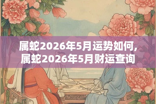 属蛇2026年5月运势如何,属蛇2026年5月财运查询