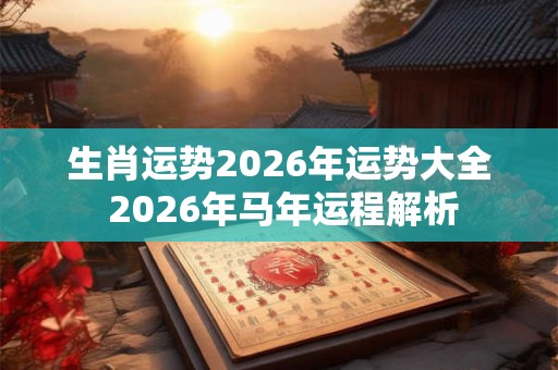 生肖运势2026年运势大全 2026年马年运程解析
