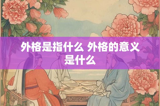 外格是指什么 外格的意义是什么