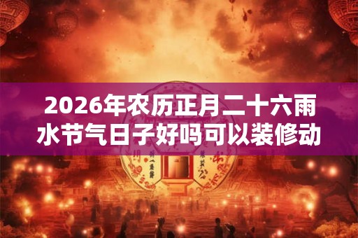 2026年农历正月二十六雨水节气日子好吗可以装修动土吗？