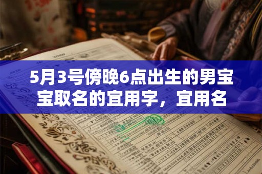 5月3号傍晚6点出生的男宝宝取名的宜用字，宜用名