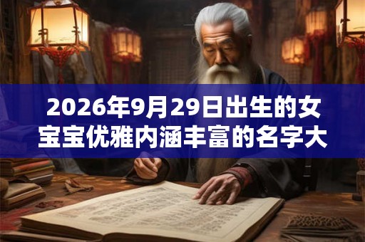 2026年9月29日出生的女宝宝优雅内涵丰富的名字大全