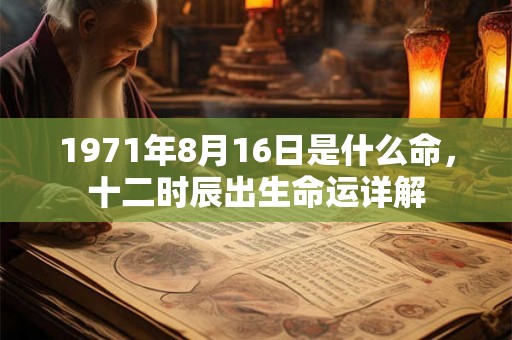 1971年8月16日是什么命,十二时辰出生命运详解 1971年8月16日是什么命,十二时辰出生命运详解
