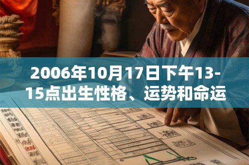 2006年10月17日下午13-15点出生性格、运势和命运