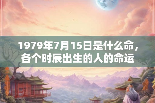 1979年7月15日是什么命，各个时辰出生的人的命运