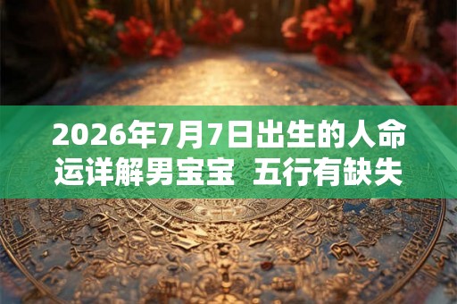 2026年7月7日出生的人命运详解男宝宝  五行有缺失吗