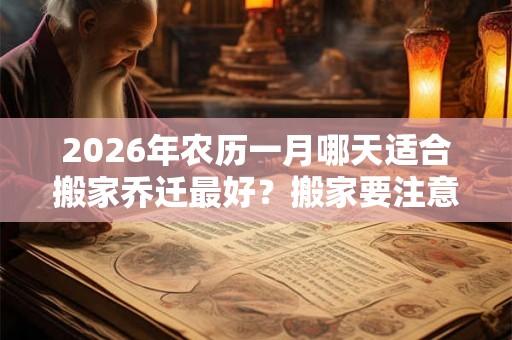 2026年农历一月哪天适合搬家乔迁最好？搬家要注意什么？