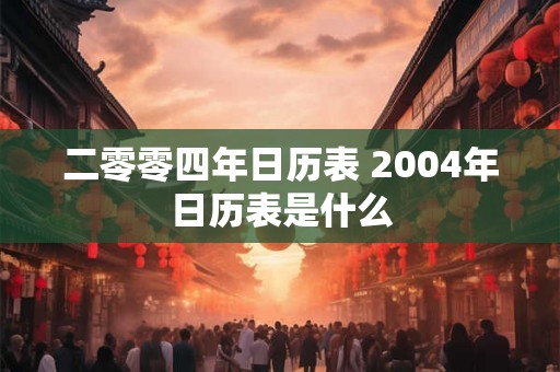 二零零四年日历表 2004年日历表是什么