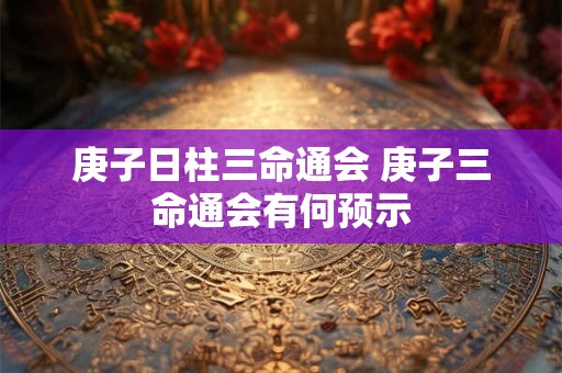 庚子日柱三命通会 庚子三命通会有何预示