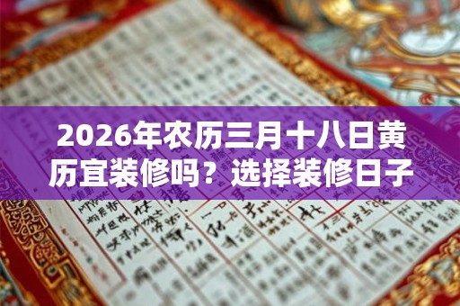 2026年农历三月十八日黄历宜装修吗?选择装修日子要注意什么? 2026年农历三月十八日黄历宜装修吗?选择装修日子要注意什么?