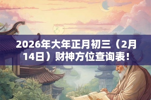 2026年大年正月初三（2月14日）财神方位查询表！