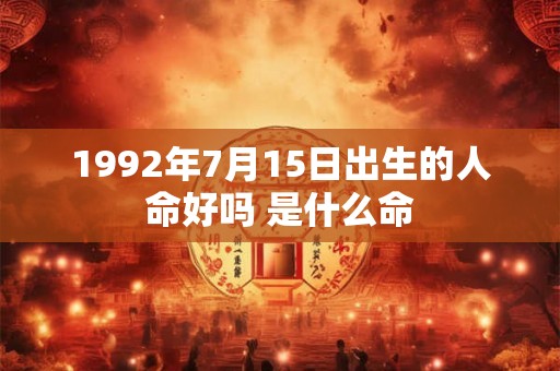 1992年7月15日出生的人命好吗 是什么命 1992年7月15日出生的人命好吗 是什么命