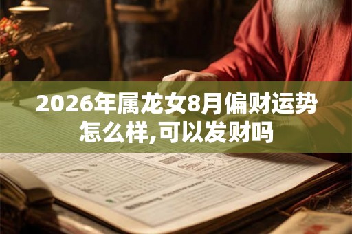2026年属龙女8月偏财运势怎么样,可以发财吗