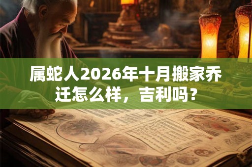 属蛇人2026年十月搬家乔迁怎么样，吉利吗？