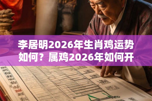 李居明2026年生肖鸡运势如何？属鸡2026年如何开运？