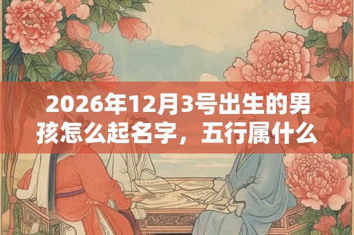 2026年12月3号出生的男孩怎么起名字，五行属什么