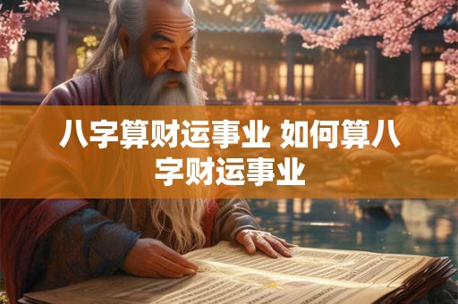 八字算财运事业 如何算八字财运事业 八字算财运事业 如何算八字财运事业