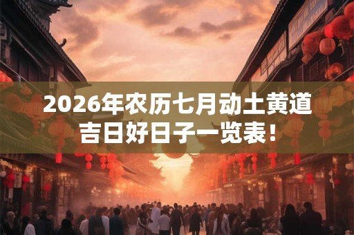 2026年农历七月动土黄道吉日好日子一览表！