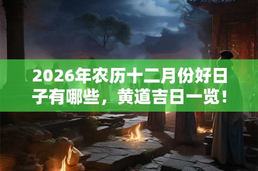2026年农历十二月份好日子有哪些，黄道吉日一览！