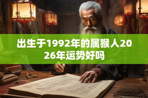 出生于1992年的属猴人2026年运势好吗
