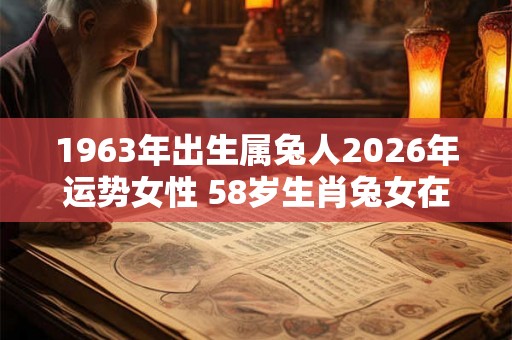1963年出生属兔人2026年运势女性 58岁生肖兔女在2026年运气如何