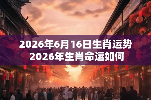 2026年6月16日生肖运势 2026年生肖命运如何