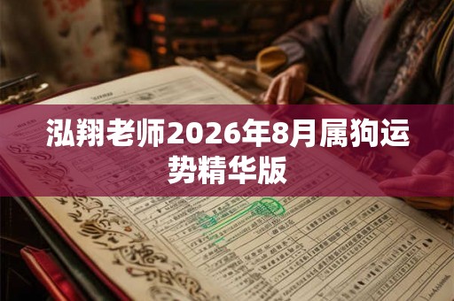 泓翔老师2026年8月属狗运势精华版