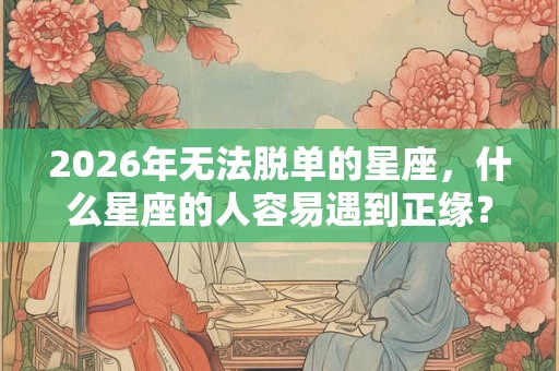 2026年无法脱单的星座,什么星座的人容易遇到正缘? 2026年无法脱单的星座,什么星座的人容易遇到正缘?