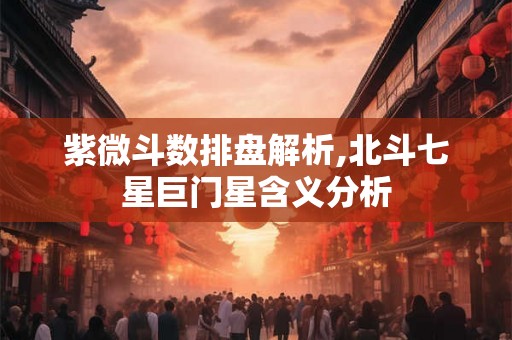紫微斗数排盘解析,北斗七星巨门星含义分析
